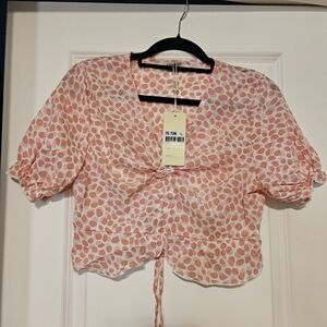 Elegant Pink Patterned Women's Blouse